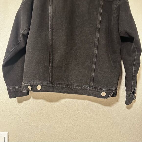 Maje Black Sherpa Teddy lined Cotton Denim‎ jacket size 38 Medium - Picture 5 of 12